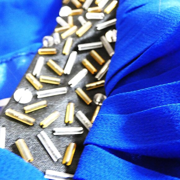 Blue PROM Dress Size 4 Mini Chiffon Beaded Ruched Flirty Flighty Layers Lipsy UK - Picture 5 of 8